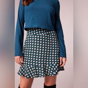 Band of the Free Teal Diamond Colette Mini Skirt Ruffle Womens Size XS NWT